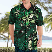 Hawaii Makahiki Season Hawaiian Shirt Floral Tribal Tattoo Green Galaxy LT05 - Polynesian Pride