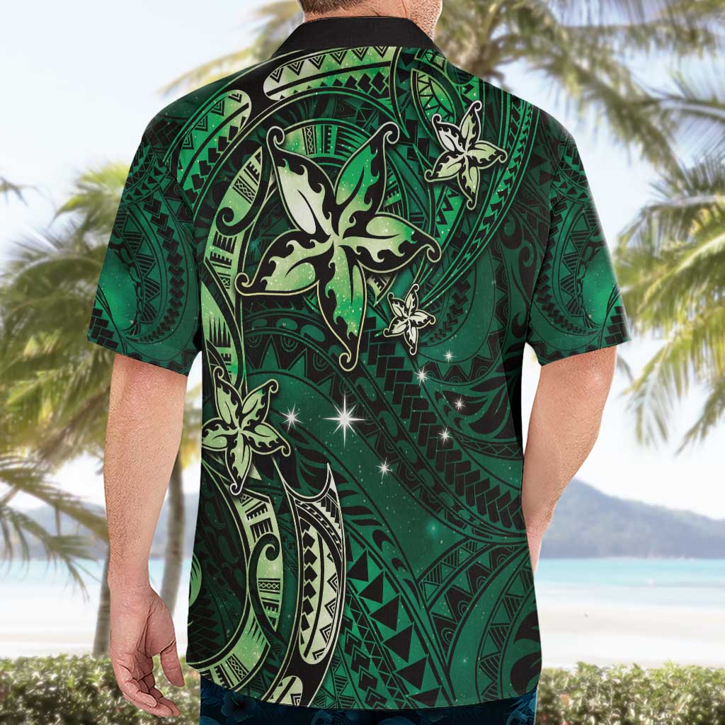 Hawaii Makahiki Season Hawaiian Shirt Floral Tribal Tattoo Green Galaxy LT05 - Polynesian Pride