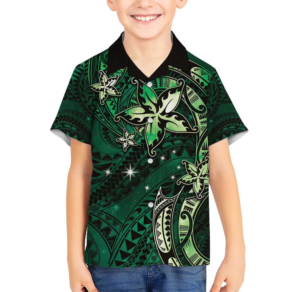 Hawaii Makahiki Season Hawaiian Shirt Floral Tribal Tattoo Green Galaxy LT05 - Polynesian Pride