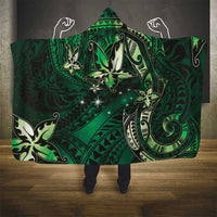 Hawaii Makahiki Season Hooded Blanket Floral Tribal Tattoo Green Galaxy LT05 - Polynesian Pride