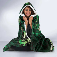 Hawaii Makahiki Season Hooded Blanket Floral Tribal Tattoo Green Galaxy LT05 - Polynesian Pride