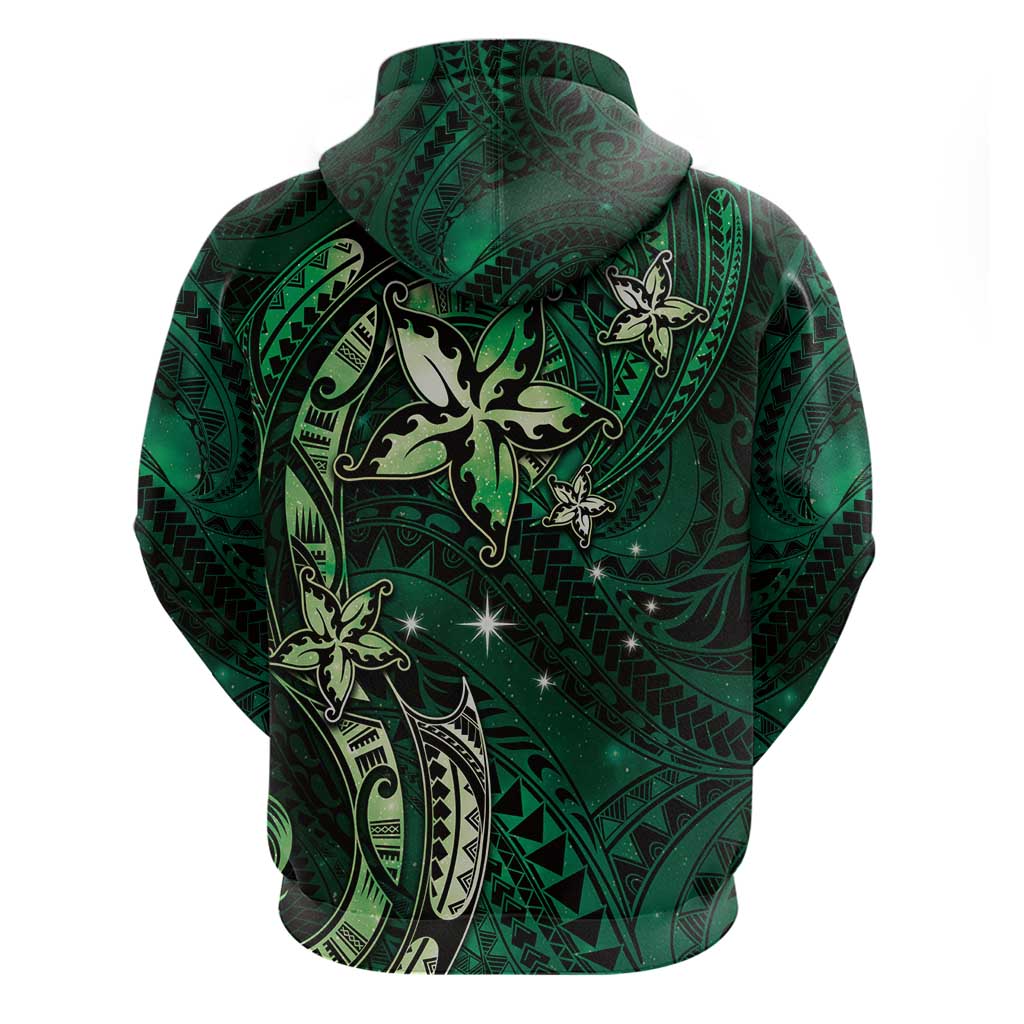 Hawaii Makahiki Season Hoodie Floral Tribal Tattoo Green Galaxy LT05 - Polynesian Pride