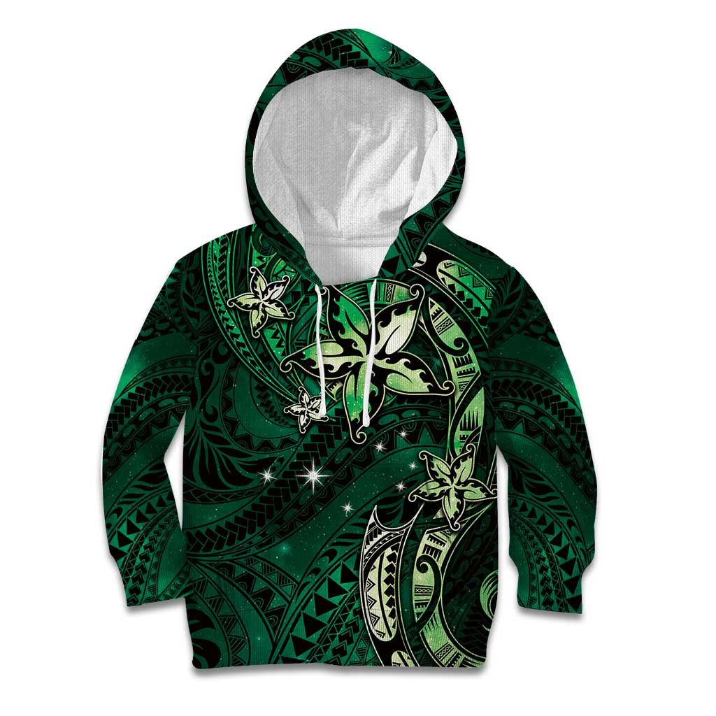 Hawaii Makahiki Season Kid Hoodie Floral Tribal Tattoo Green Galaxy LT05 Hoodie Green - Polynesian Pride