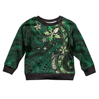 Hawaii Makahiki Season Kid Ugly Christmas Sweater Floral Tribal Tattoo Green Galaxy LT05 Kid Green - Polynesian Pride