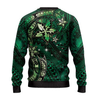Hawaii Makahiki Season Ugly Christmas Sweater Floral Tribal Tattoo Green Galaxy LT05 - Polynesian Pride