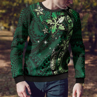 Hawaii Makahiki Season Ugly Christmas Sweater Floral Tribal Tattoo Green Galaxy LT05 - Polynesian Pride