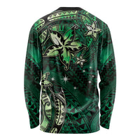 Hawaii Makahiki Season Long Sleeve Shirt Floral Tribal Tattoo Green Galaxy LT05 - Polynesian Pride