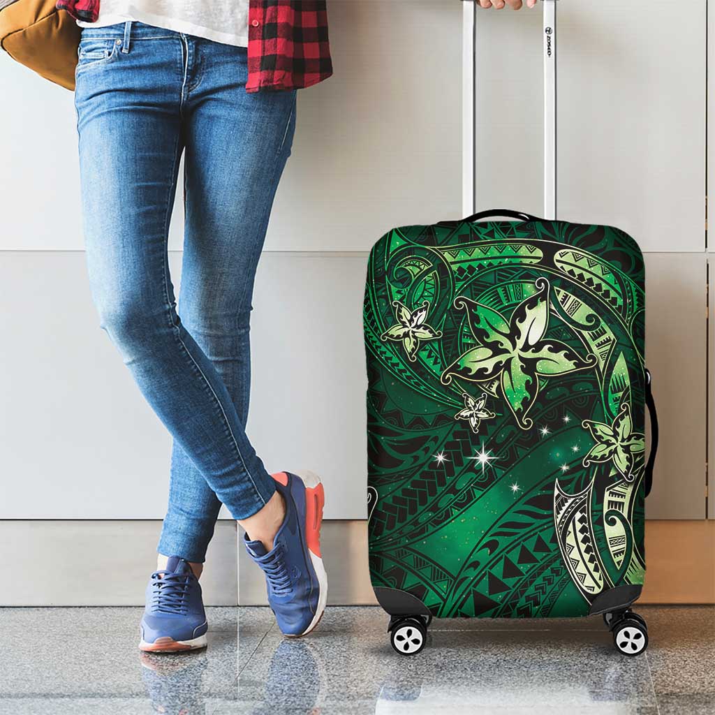 Hawaii Makahiki Season Luggage Cover Floral Tribal Tattoo Green Galaxy LT05 - Polynesian Pride