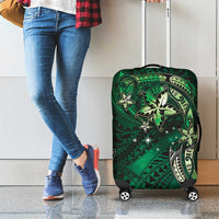Hawaii Makahiki Season Luggage Cover Floral Tribal Tattoo Green Galaxy LT05 - Polynesian Pride