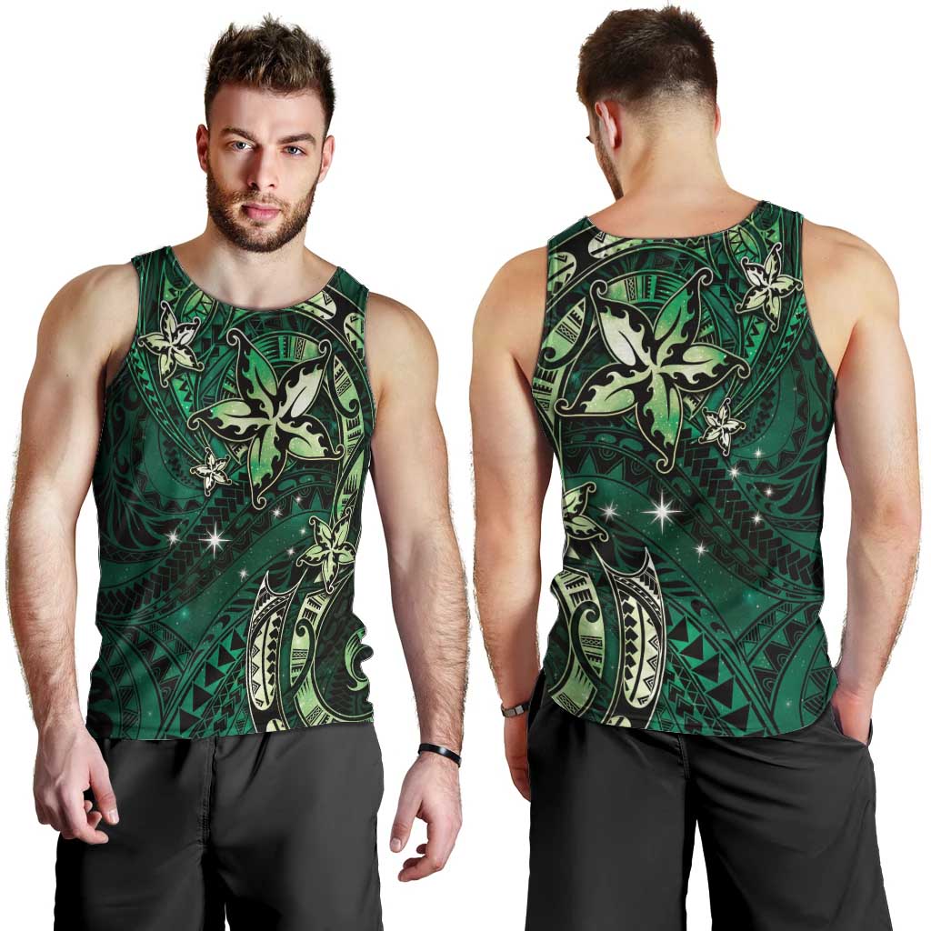 Hawaii Makahiki Season Men Tank Top Floral Tribal Tattoo Green Galaxy LT05 - Polynesian Pride