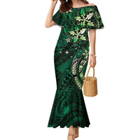Hawaii Makahiki Season Mermaid Dress Floral Tribal Tattoo Green Galaxy LT05 Women Green - Polynesian Pride
