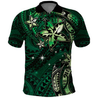 Hawaii Makahiki Season Polo Shirt Floral Tribal Tattoo Green Galaxy LT05 Green - Polynesian Pride