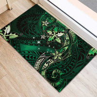 Hawaii Makahiki Season Rubber Doormat Floral Tribal Tattoo Green Galaxy