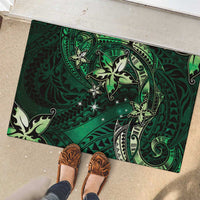 Hawaii Makahiki Season Rubber Doormat Floral Tribal Tattoo Green Galaxy