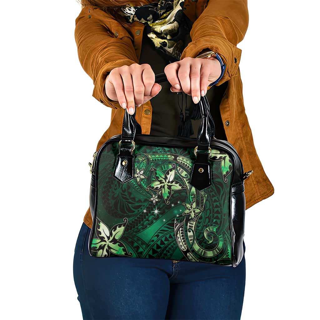 Hawaii Makahiki Season Shoulder Handbag Floral Tribal Tattoo Green Galaxy LT05 One Size Green - Polynesian Pride
