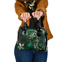 Hawaii Makahiki Season Shoulder Handbag Floral Tribal Tattoo Green Galaxy LT05 One Size Green - Polynesian Pride