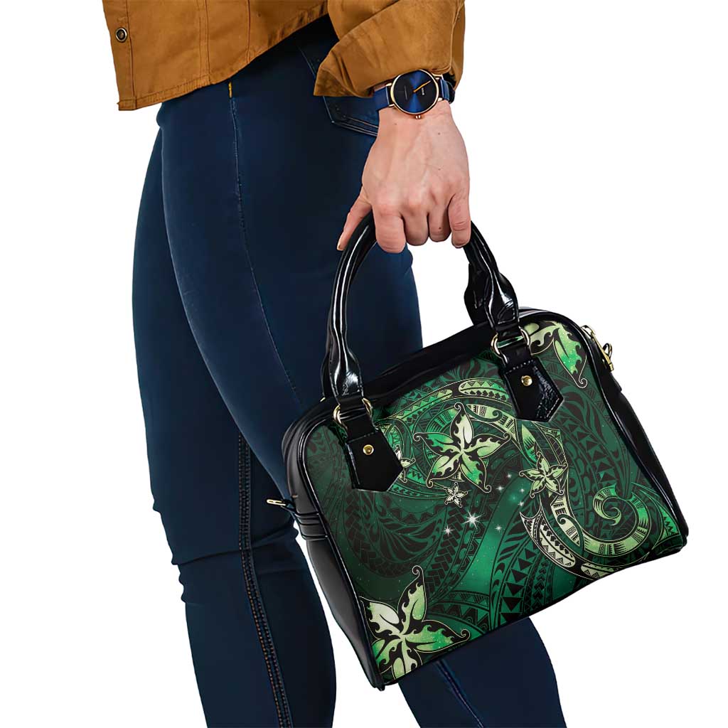 Hawaii Makahiki Season Shoulder Handbag Floral Tribal Tattoo Green Galaxy LT05 - Polynesian Pride