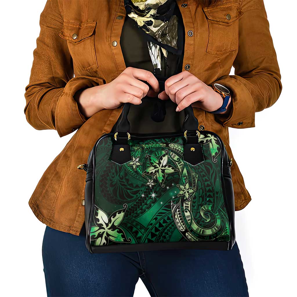 Hawaii Makahiki Season Shoulder Handbag Floral Tribal Tattoo Green Galaxy LT05 - Polynesian Pride