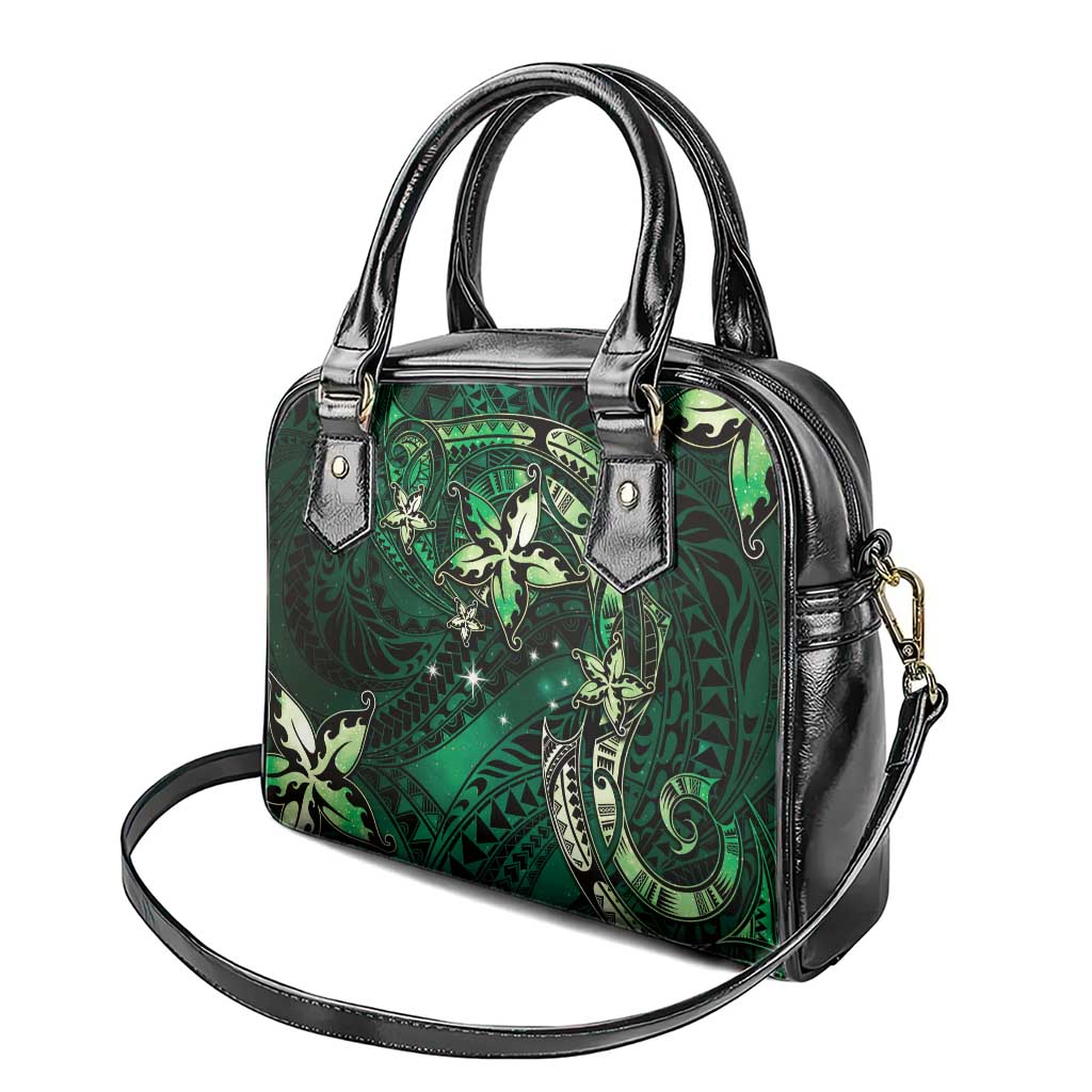 Hawaii Makahiki Season Shoulder Handbag Floral Tribal Tattoo Green Galaxy LT05 - Polynesian Pride