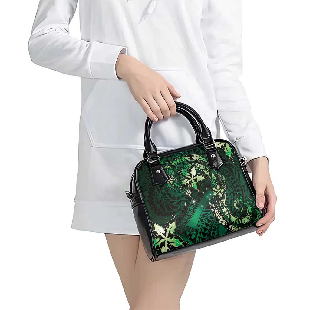 Hawaii Makahiki Season Shoulder Handbag Floral Tribal Tattoo Green Galaxy LT05 - Polynesian Pride
