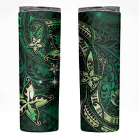 Hawaii Makahiki Season Skinny Tumbler Floral Tribal Tattoo Green Galaxy LT05 Green - Polynesian Pride