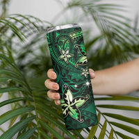 Hawaii Makahiki Season Skinny Tumbler Floral Tribal Tattoo Green Galaxy LT05 - Polynesian Pride