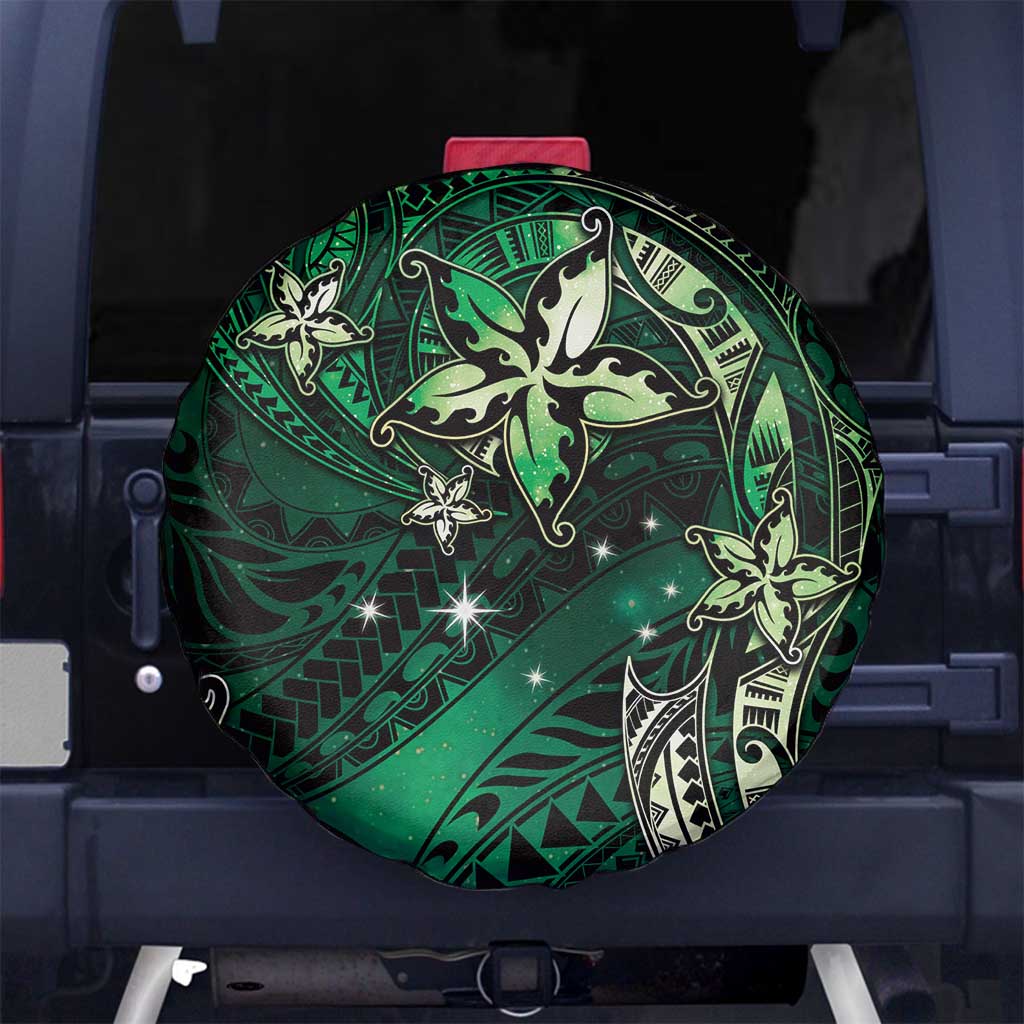 Hawaii Makahiki Season Spare Tire Cover Floral Tribal Tattoo Green Galaxy LT05 - Polynesian Pride