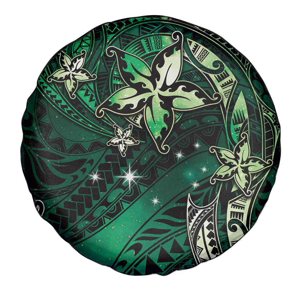 Hawaii Makahiki Season Spare Tire Cover Floral Tribal Tattoo Green Galaxy LT05 - Polynesian Pride