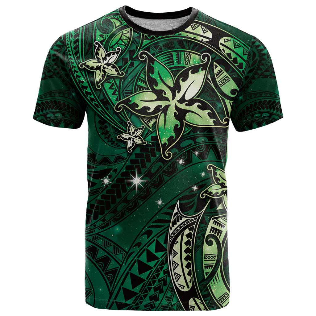 Hawaii Makahiki Season T Shirt Floral Tribal Tattoo Green Galaxy LT05 Green - Polynesian Pride