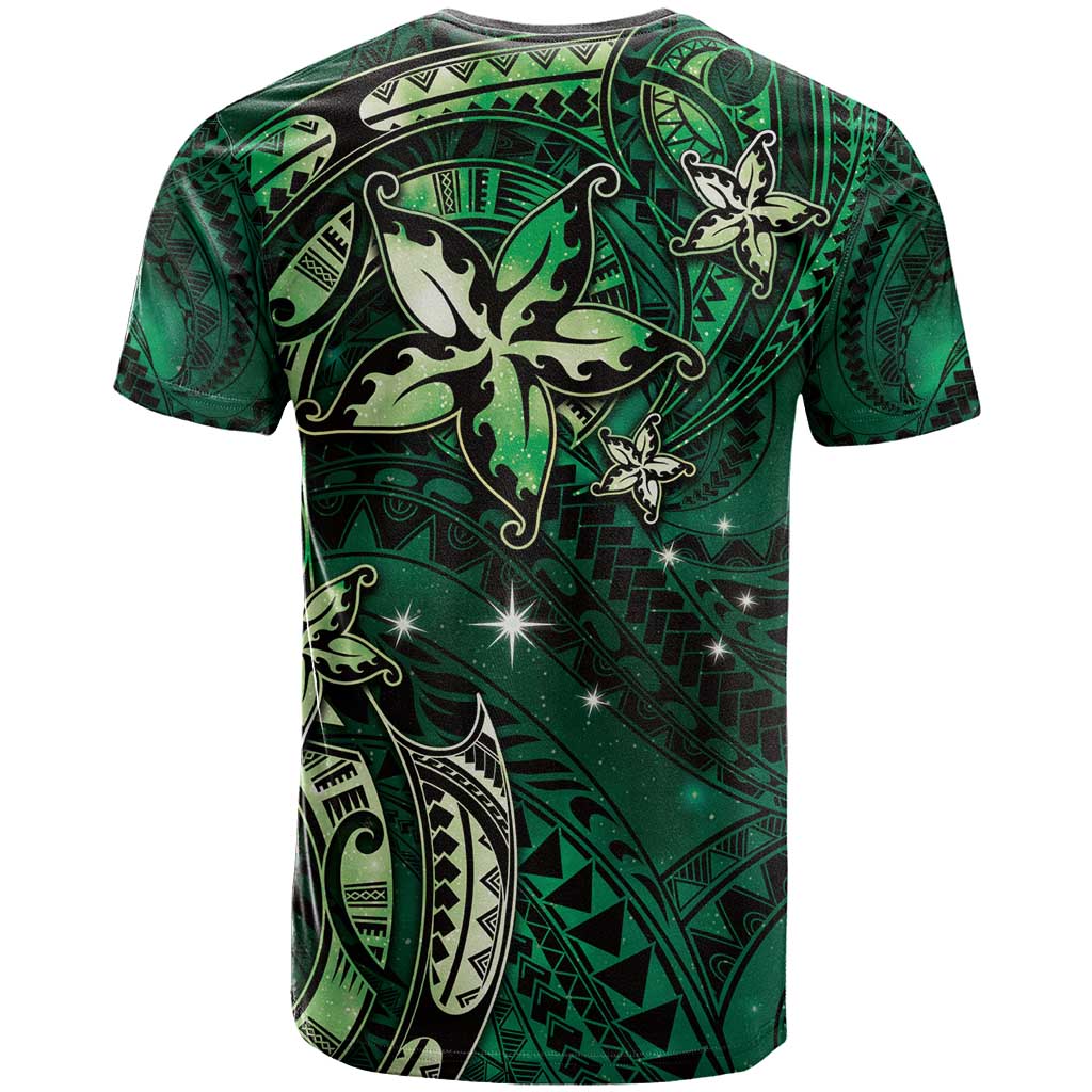 Hawaii Makahiki Season T Shirt Floral Tribal Tattoo Green Galaxy LT05 - Polynesian Pride