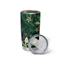 Hawaii Makahiki Season Tumbler Cup Floral Tribal Tattoo Green Galaxy LT05 - Polynesian Pride