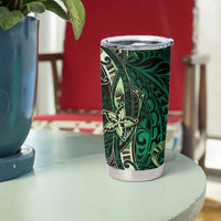 Hawaii Makahiki Season Tumbler Cup Floral Tribal Tattoo Green Galaxy LT05 - Polynesian Pride