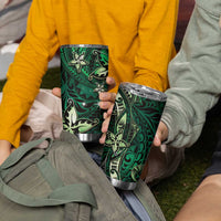 Hawaii Makahiki Season Tumbler Cup Floral Tribal Tattoo Green Galaxy LT05 - Polynesian Pride