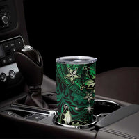 Hawaii Makahiki Season Tumbler Cup Floral Tribal Tattoo Green Galaxy LT05 - Polynesian Pride