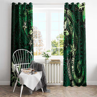 Hawaii Makahiki Season Window Curtain Floral Tribal Tattoo Green Galaxy LT05 - Polynesian Pride