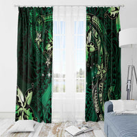 Hawaii Makahiki Season Window Curtain Floral Tribal Tattoo Green Galaxy LT05 - Polynesian Pride