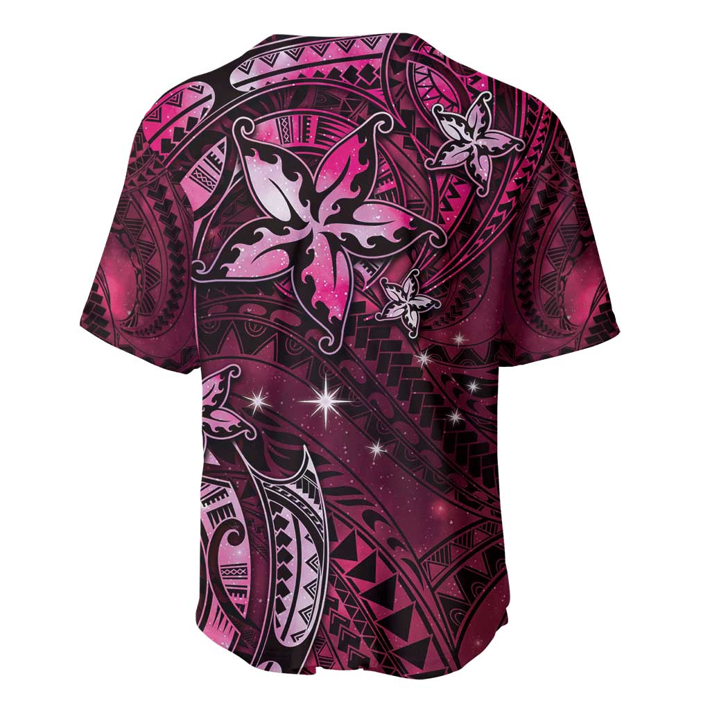 Hawaii Makahiki Season Baseball Jersey Floral Tribal Tattoo Pink Galaxy