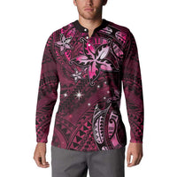 Hawaii Makahiki Season Button Sweatshirt Floral Tribal Tattoo Pink Galaxy