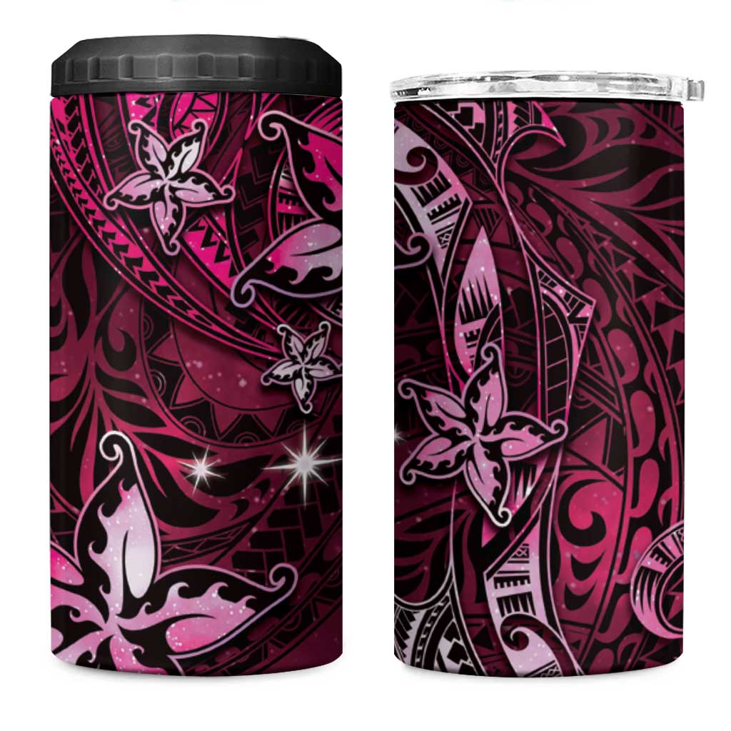 Hawaii Makahiki Season 4 in 1 Can Cooler Tumbler Floral Tribal Tattoo Pink Galaxy LT05 One Size: 16 oz Pink - Polynesian Pride