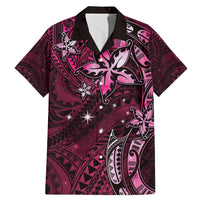 Hawaii Makahiki Season Family Matching Mermaid Dress and Hawaiian Shirt Floral Tribal Tattoo Pink Galaxy LT05 Dad's Shirt - Short Sleeve Pink - Polynesian Pride