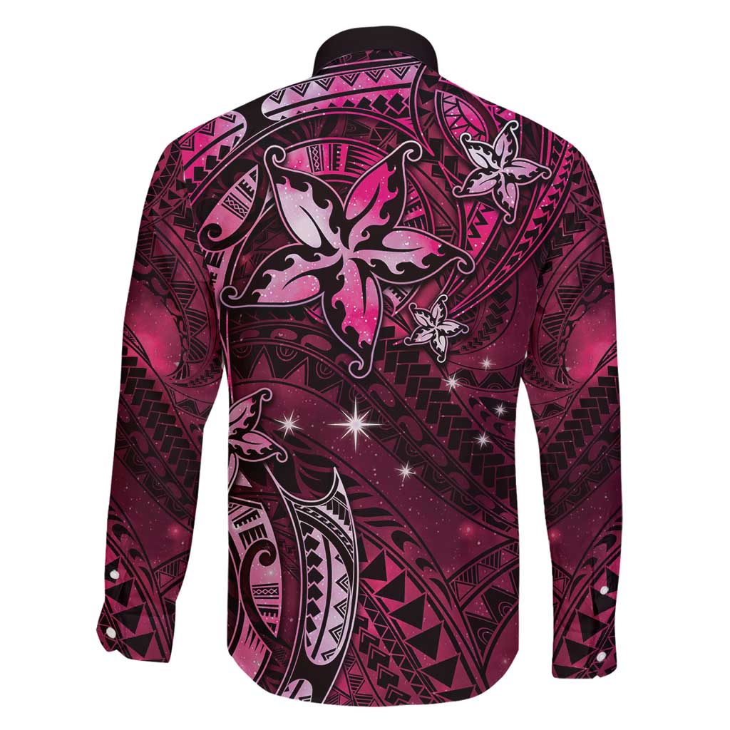 Hawaii Makahiki Season Family Matching Mermaid Dress and Hawaiian Shirt Floral Tribal Tattoo Pink Galaxy LT05 - Polynesian Pride