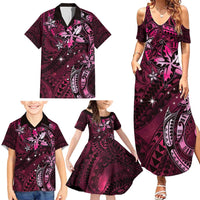 Hawaii Makahiki Season Family Matching Summer Maxi Dress and Hawaiian Shirt Floral Tribal Tattoo Pink Galaxy LT05 - Polynesian Pride