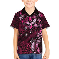 Hawaii Makahiki Season Family Matching Summer Maxi Dress and Hawaiian Shirt Floral Tribal Tattoo Pink Galaxy LT05 Son's Shirt Pink - Polynesian Pride