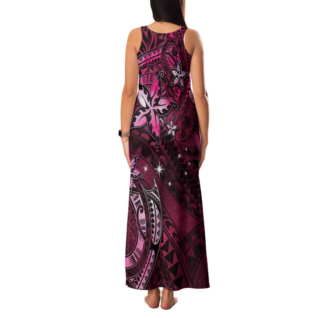 Hawaii Makahiki Season Family Matching Tank Maxi Dress and Hawaiian Shirt Floral Tribal Tattoo Pink Galaxy LT05 - Polynesian Pride