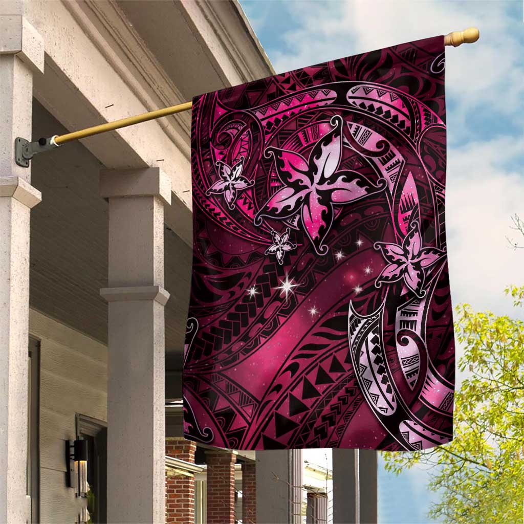 Hawaii Makahiki Season Garden Flag Floral Tribal Tattoo Pink Galaxy LT05 House Flag Pink - Polynesian Pride