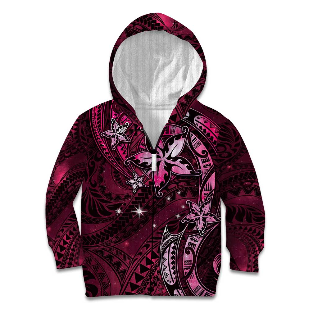 Hawaii Makahiki Season Kid Hoodie Floral Tribal Tattoo Pink Galaxy LT05 Zip Hoodie Pink - Polynesian Pride