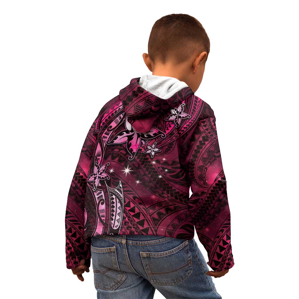 Hawaii Makahiki Season Kid Hoodie Floral Tribal Tattoo Pink Galaxy LT05 - Polynesian Pride