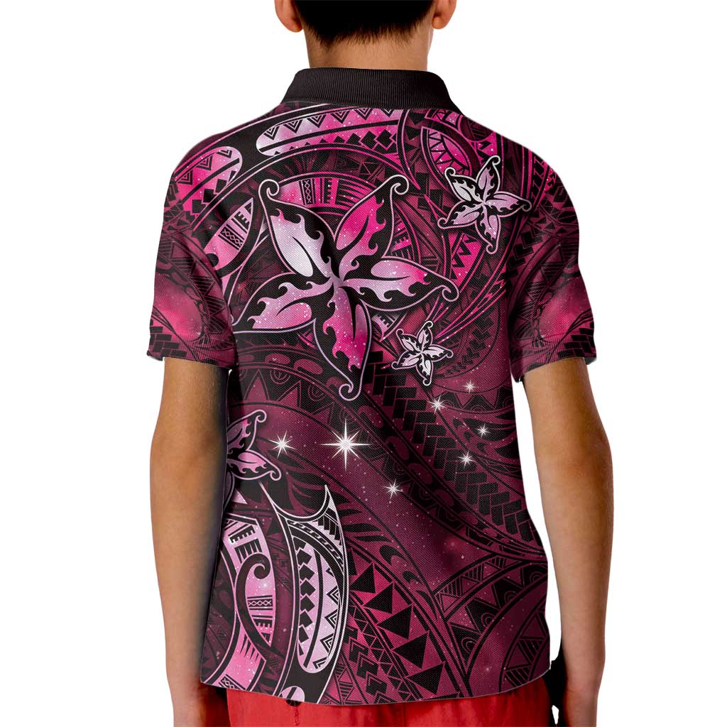 Hawaii Makahiki Season Kid Polo Shirt Floral Tribal Tattoo Pink Galaxy LT05 - Polynesian Pride