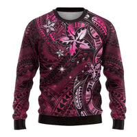 Hawaii Makahiki Season Ugly Christmas Sweater Floral Tribal Tattoo Pink Galaxy LT05 - Polynesian Pride