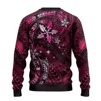 Hawaii Makahiki Season Ugly Christmas Sweater Floral Tribal Tattoo Pink Galaxy LT05 - Polynesian Pride